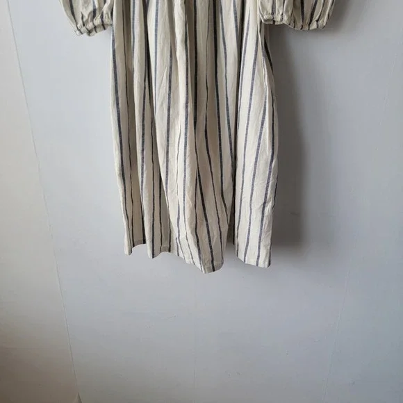 Faherty womens Phoenix Elroy Stripe Dress sz m Cotton Square Neck Puff Sleeve - Picture 4 of 8